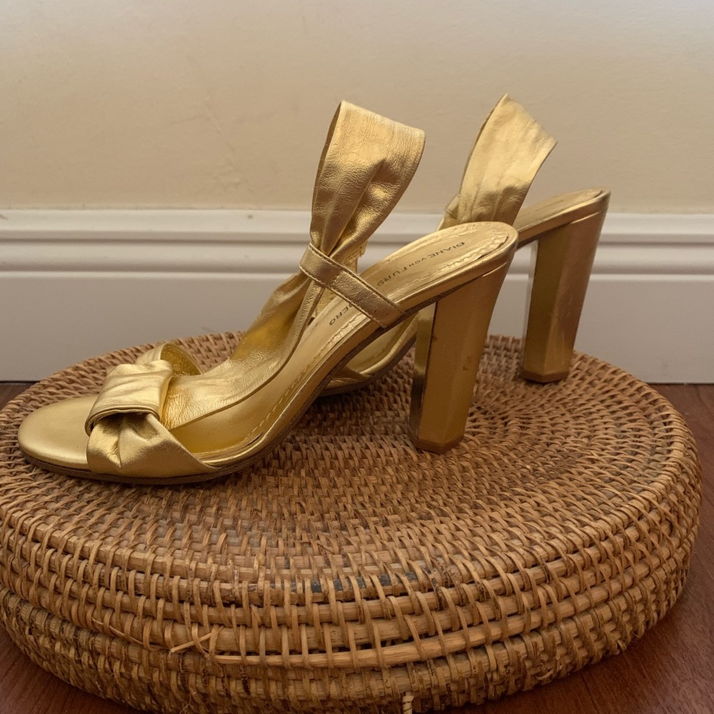 Gold heel all genuine leather sandals Never worn!!